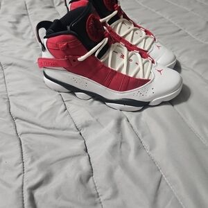 Jordan Athletic Shoes in Red, White, and Black